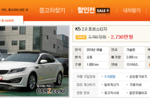 신차  돌풍 K5, 출시 2개월 만에 중고차시장에 등장