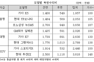 뉴SM5 수리비, K5보다 1.87배 비싸다