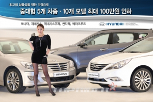 현대차, 중대형차 상위모델 가격인하…최대 100만원