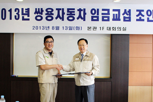 쌍용자동차, 2013년 임금협상 조인식 가져