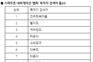 내비앱 '맵피'로 본 설 명절 검색어 순위?