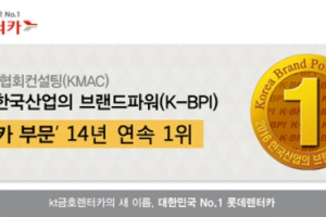 롯데렌터카, 한국산업의 브랜드파워(K-BPI) 14년 연속 수상