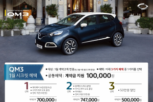르노삼성, QM3 시크릿 프로모션 실시..290만원 혜택
